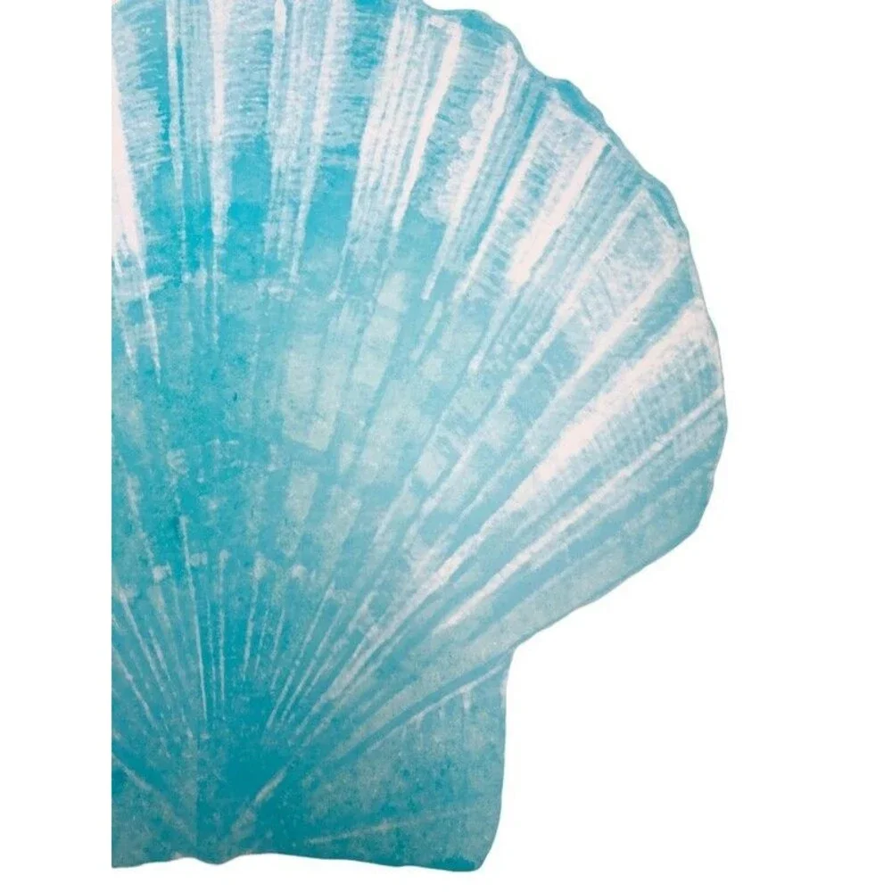 Scallop Shell Placemats Set of 4 Blue Vinyl Foam Back Summer Beach Nautical